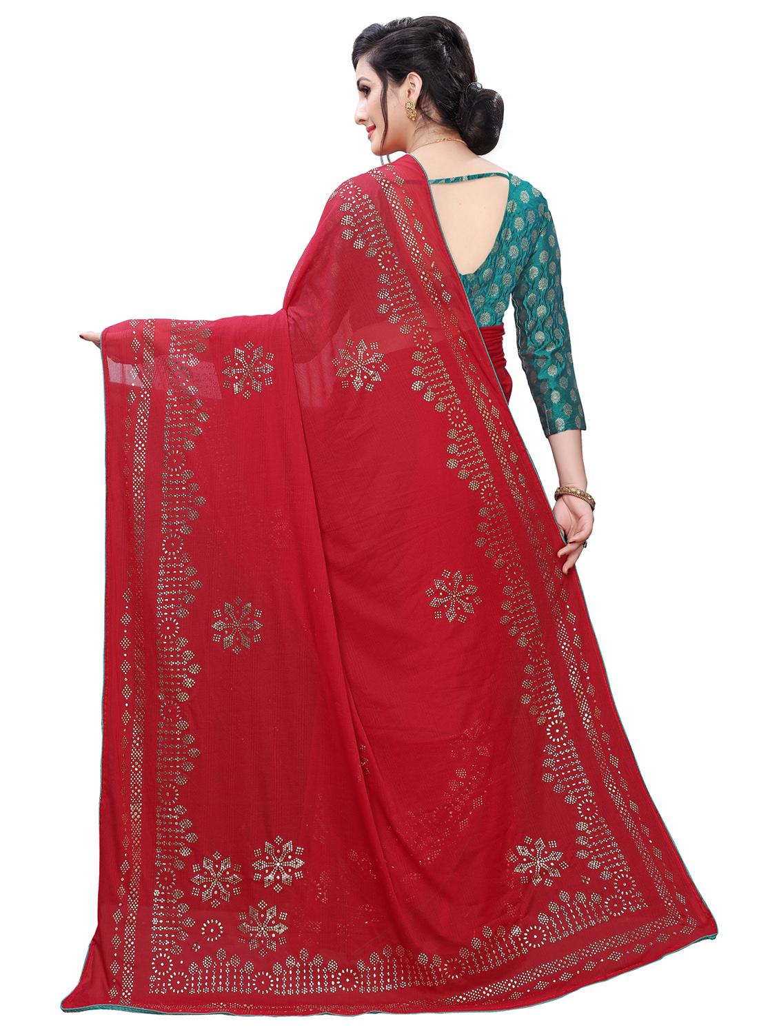 maroon plain saree - 17363514 - Standard Image - 1