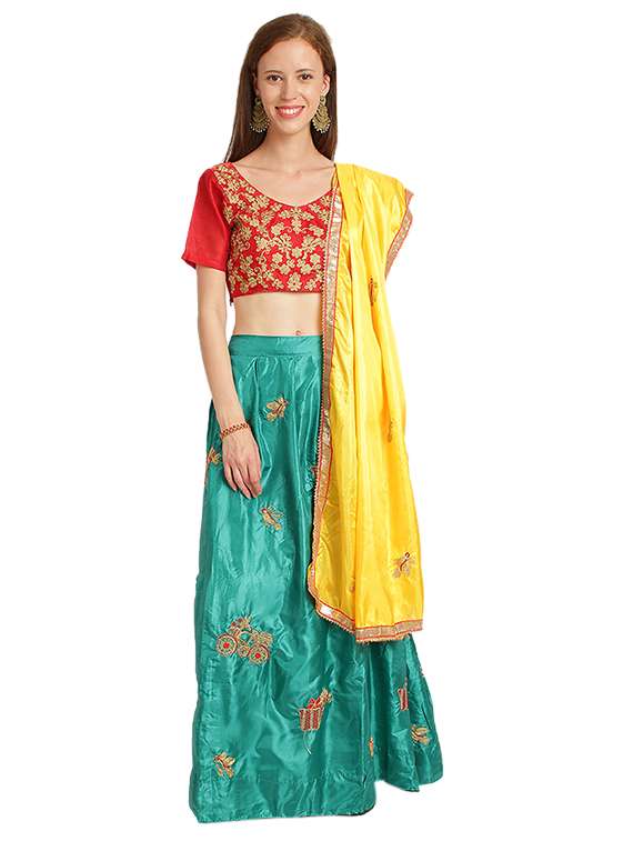 embroidered flared lehenga
