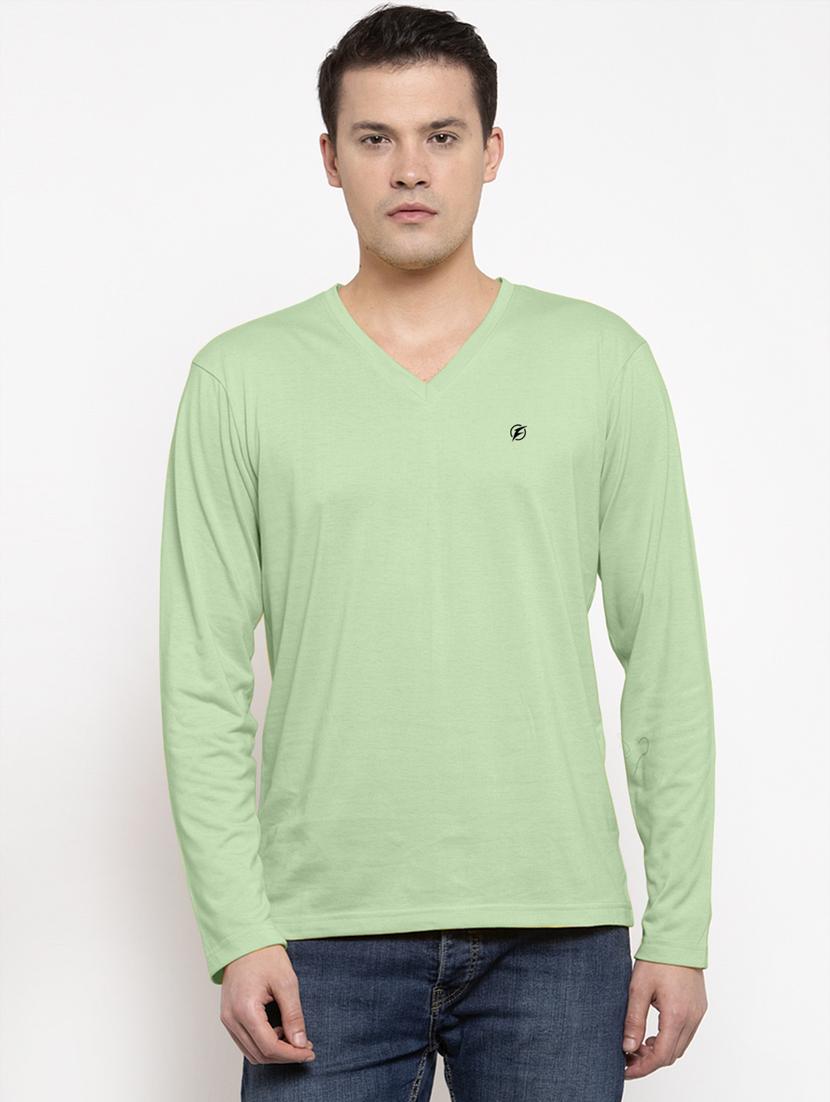 green solid regular t-shirt