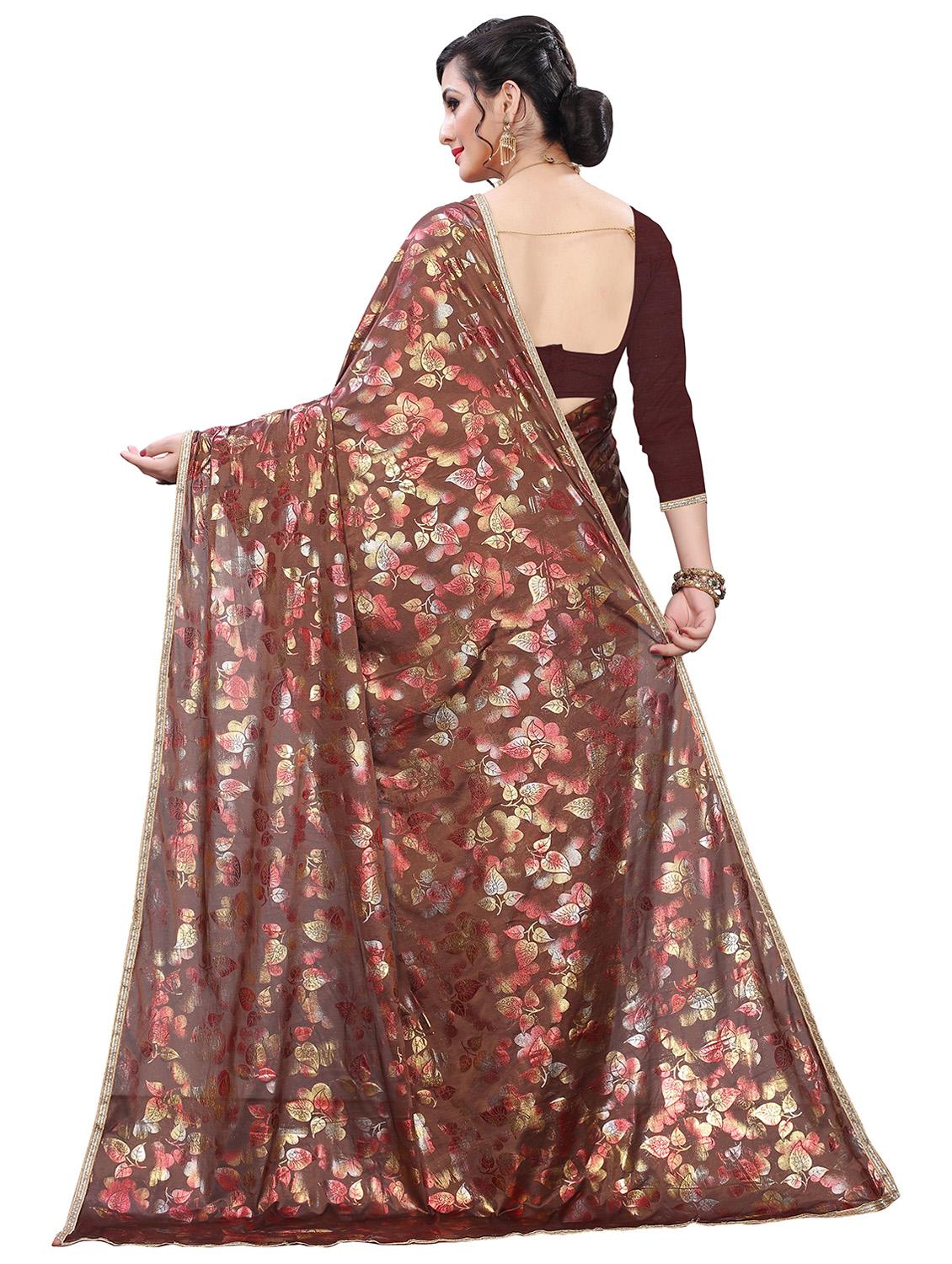foil printed saree with blouse - 17368098 -  Standard Image - 1