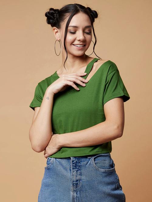 women's crop v neck top - 17368223 - Standard Image - 0