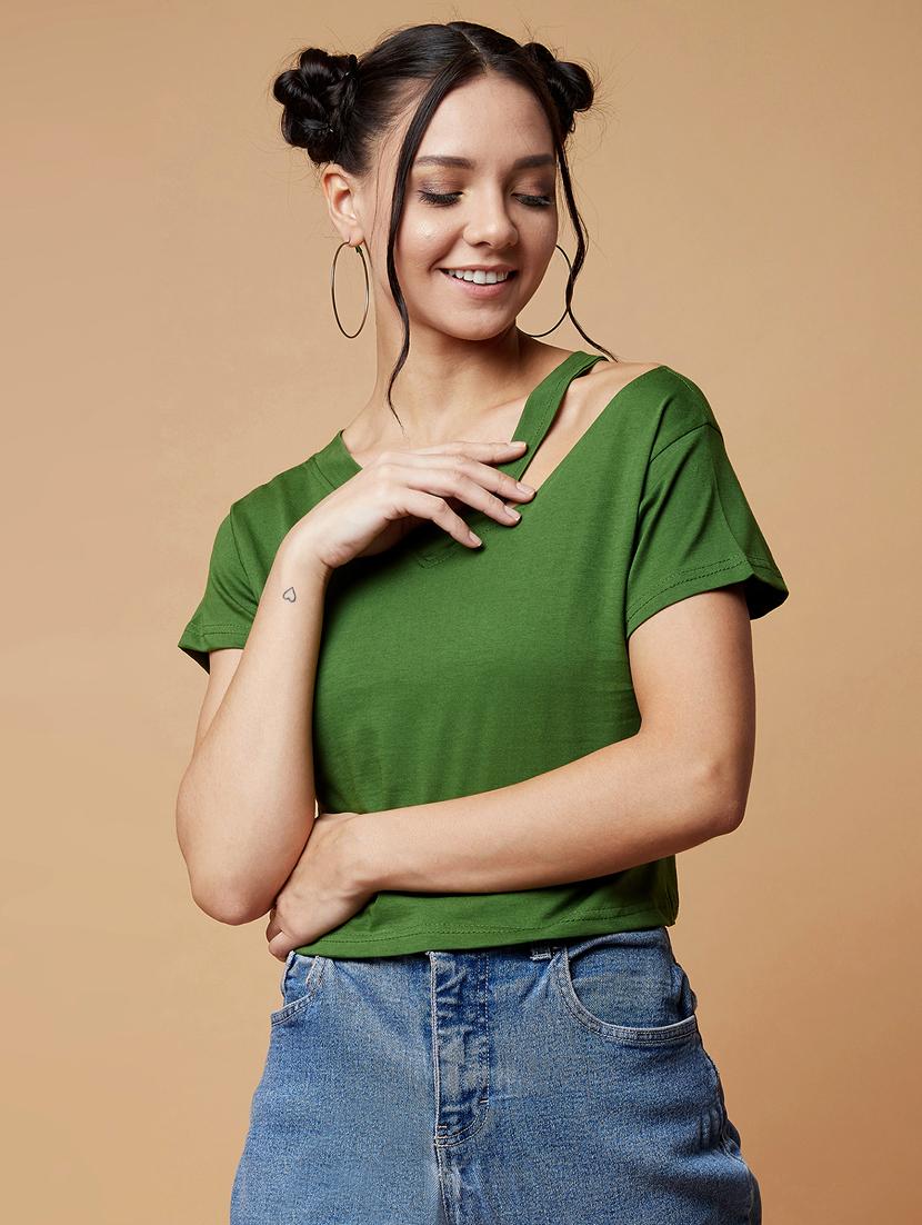 women's crop v neck top - 17368223 - Zoom Image - 0
