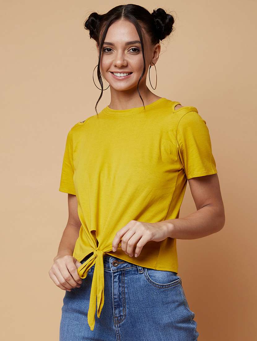 women's straight round neck top