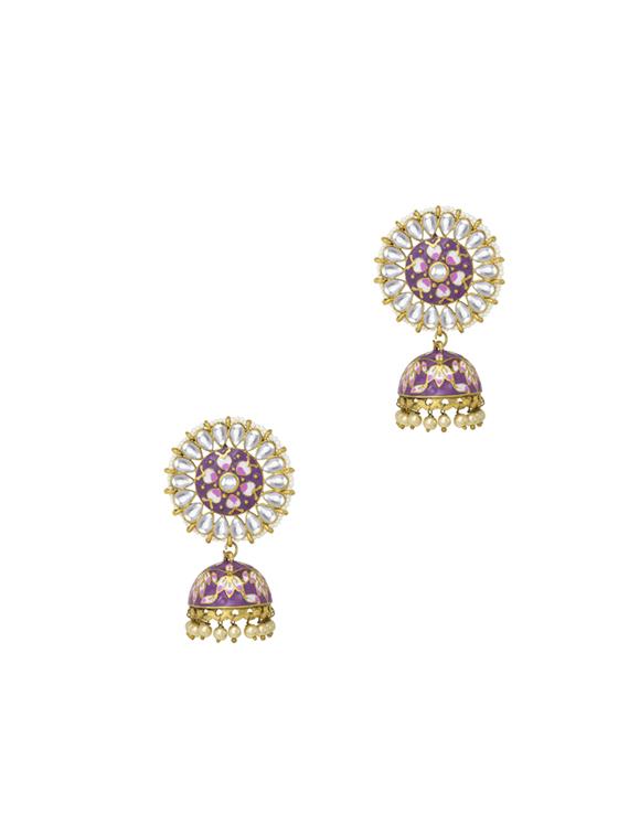 gold metal jhumka earring - 17369011 - Zoom Image - 0