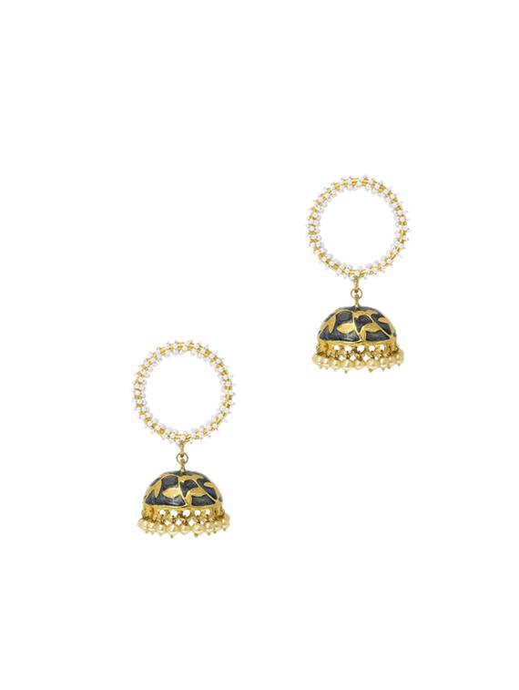 gold metal jhumka earring - 17369012 -  Zoom Image - 0