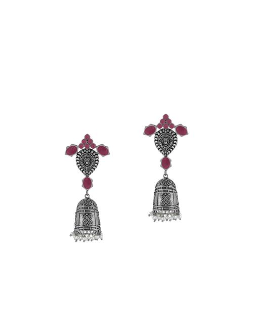 silver metal jhumka earring - 17369045 -  Standard Image - 0