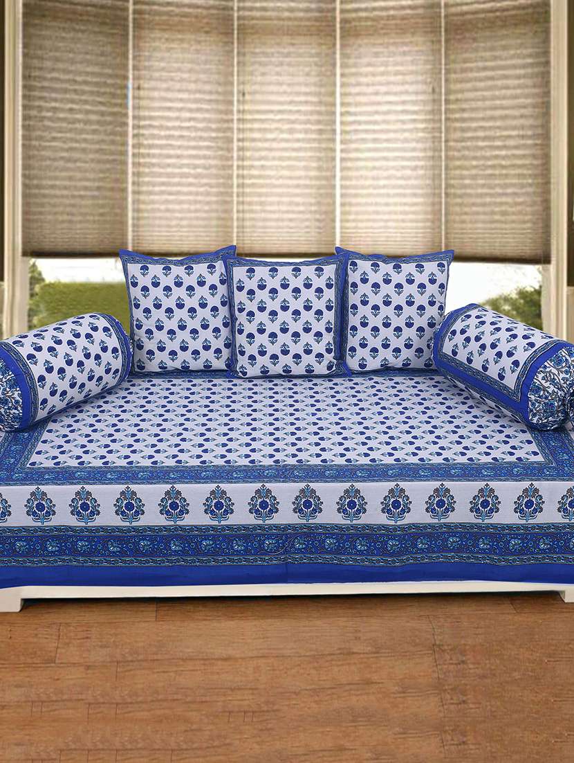   cotton jaipuri print diwan set (pack of 6)