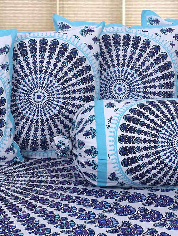   cotton jaipuri print diwan set (pack of 8) - 17369291 -  Standard Image - 1