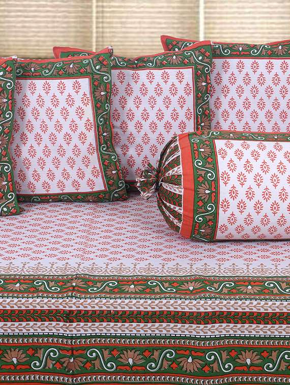   cotton jaipuri print diwan set (pack of 8) - 17369294 -  Standard Image - 1