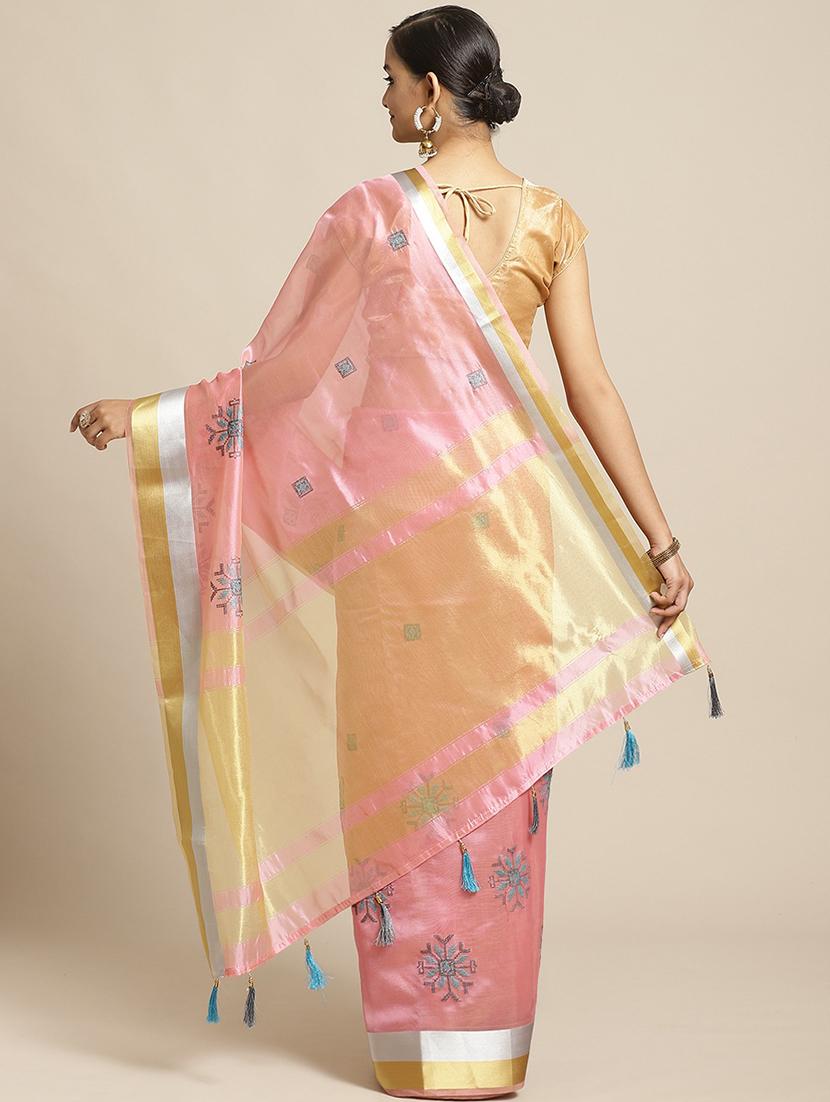 rosewater embroidered saree with blouse - 17369391 - Standard Image - 1