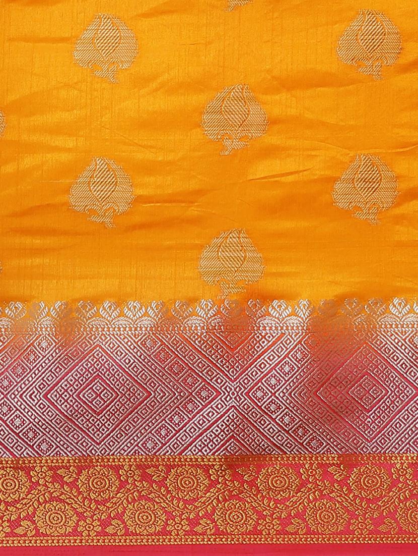 contrast woven saree with blouse - 17369395 - Standard Image - 4
