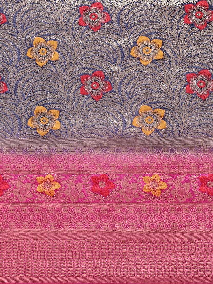 floral woven saree with blouse - 17369420 - Standard Image - 4