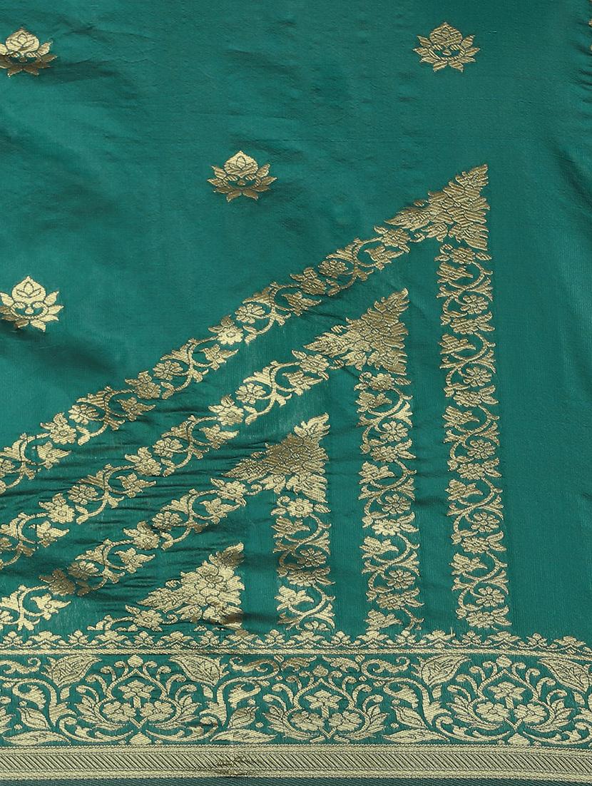teal silk saree with blouse - 17369432 - Standard Image - 4