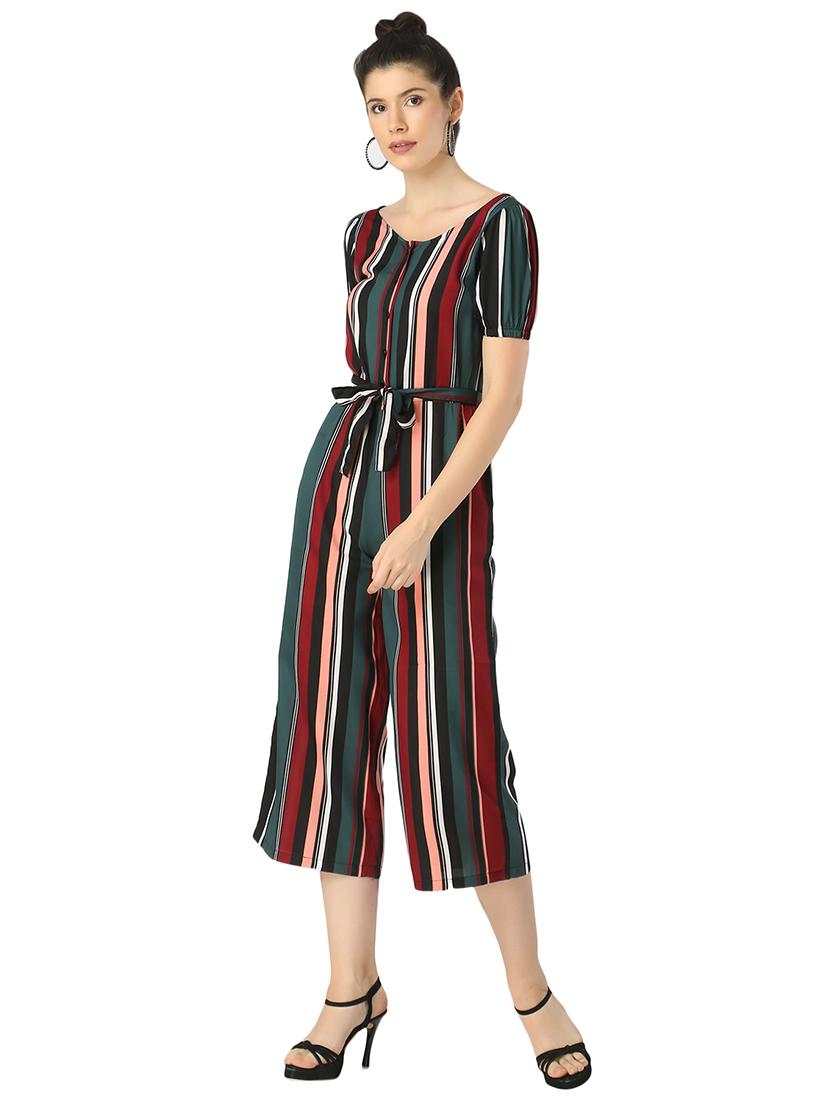 tie front striped jumpsuit  - 17371535 -  Standard Image - 1