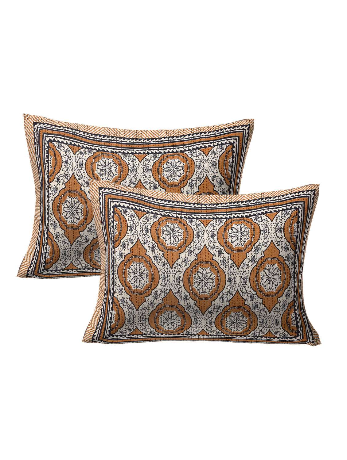 cotton kantha look jaipuri print super king size bedsheet with 2 pillow covers - 17372448 -  Standard Image - 1