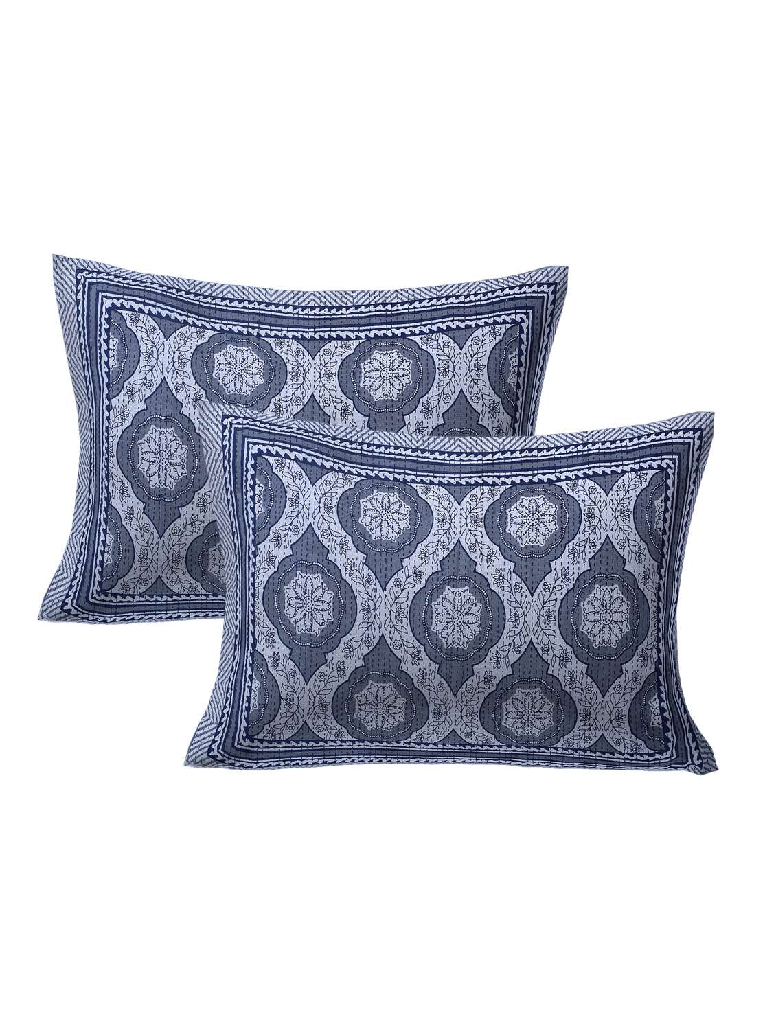 cotton kantha look jaipuri print super king size bedsheet with 2 pillow covers - 17372450 - Standard Image - 1