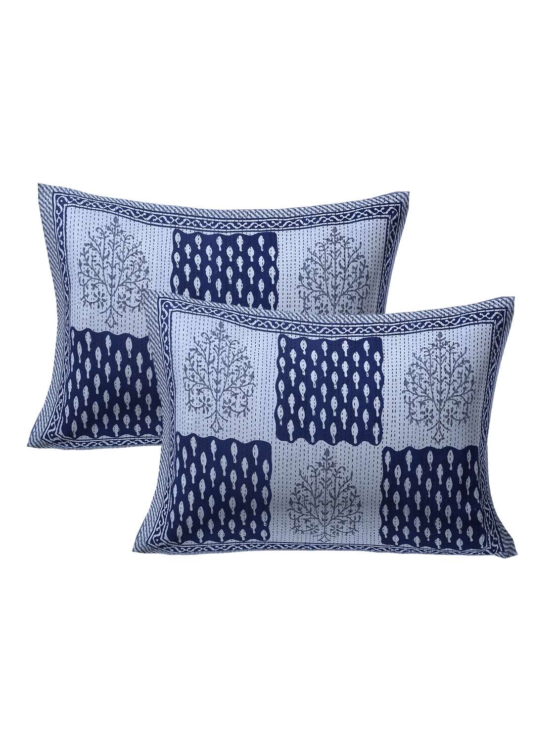  cotton kantha look jaipuri print super king size bedsheet with 2 pillow covers - 17372458 -  Standard Image - 1