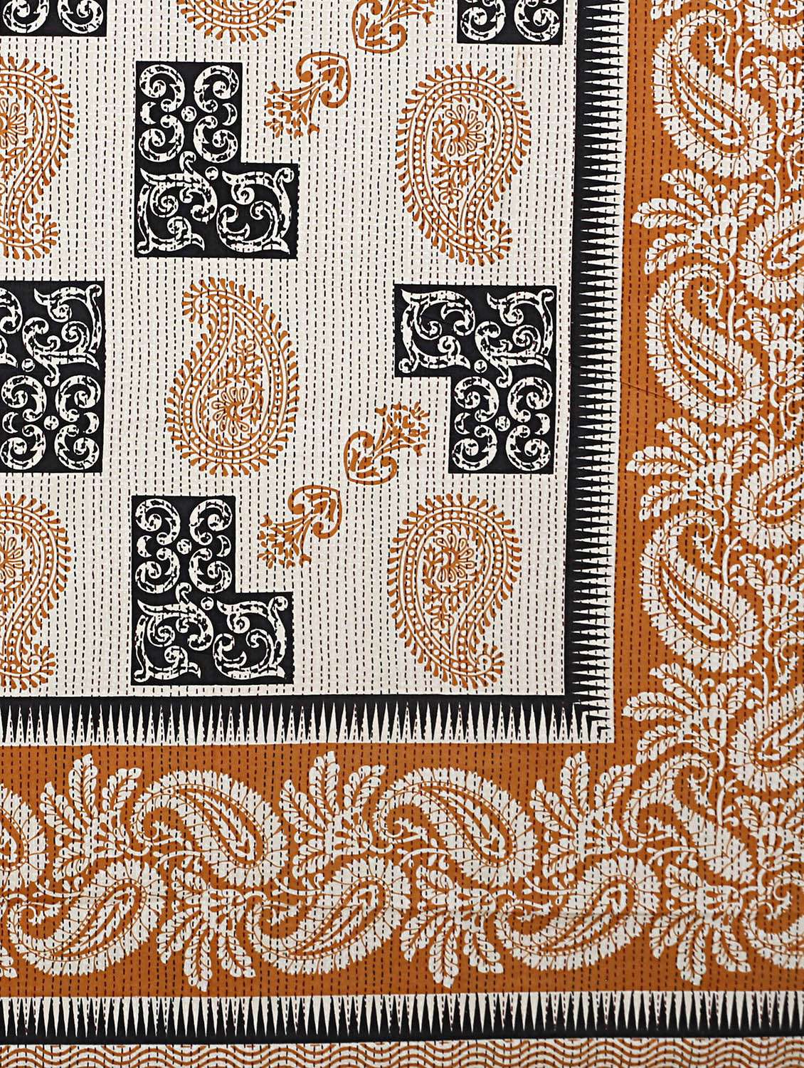  cotton kantha look jaipuri print super king size bedsheet with 2 pillow covers - 17372460 -  Standard Image - 4