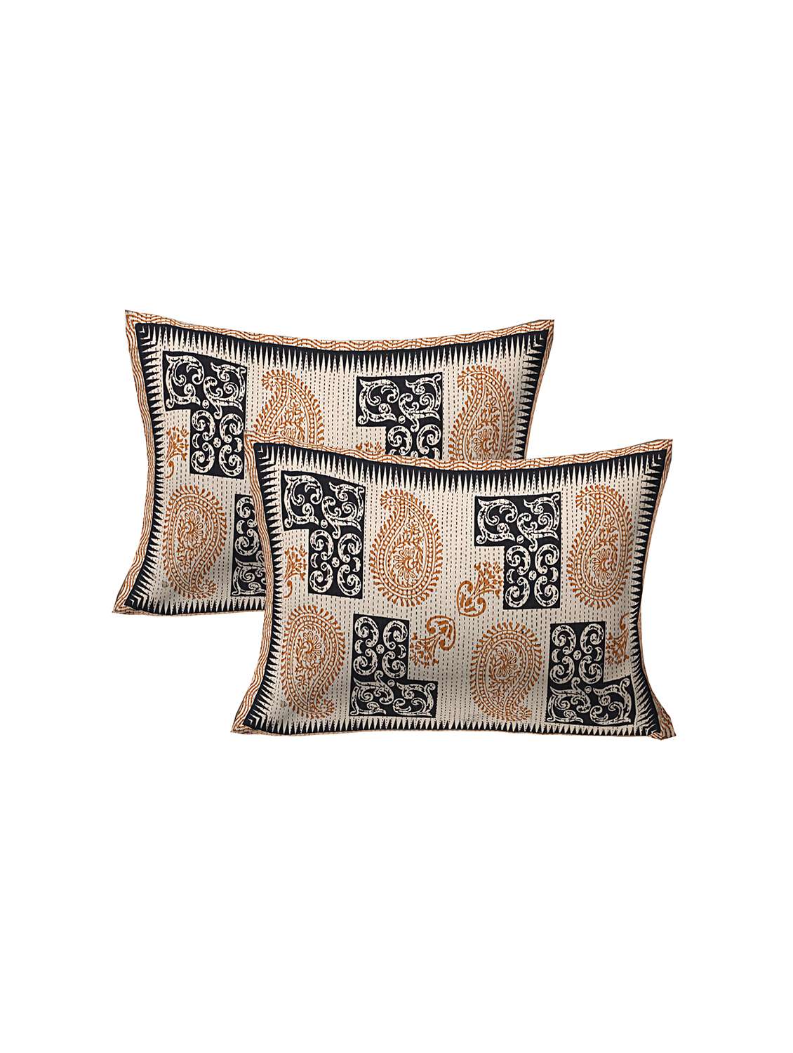  cotton kantha look jaipuri print super king size bedsheet with 2 pillow covers - 17372478 -  Standard Image - 1