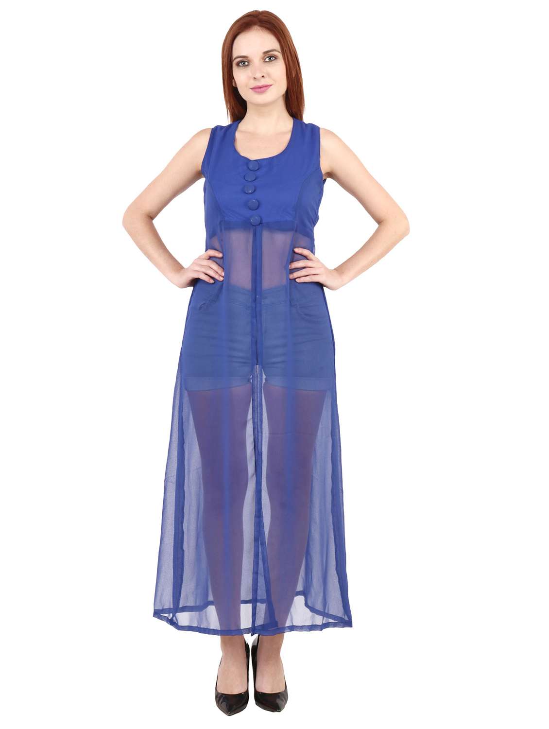 blue georgette aline tunic