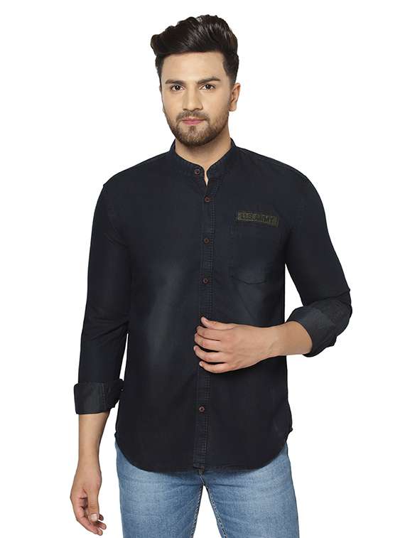 black faded denim casual shirt