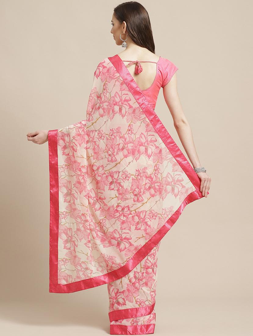 floral printed saree with blouse - 17375148 - Standard Image - 1