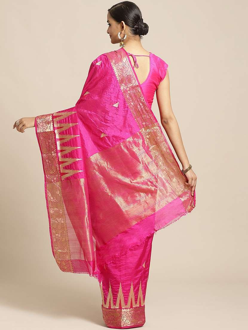 magenta solid woven saree with blouse - 17375182 -  Standard Image - 1