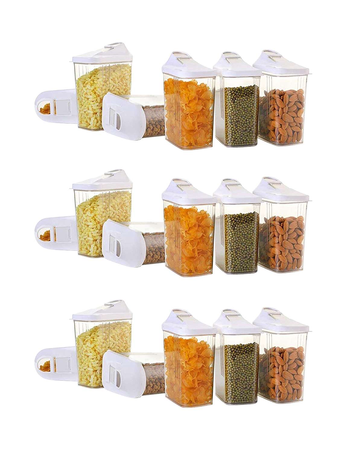 plastic air tight, grocery container (pack of 18)