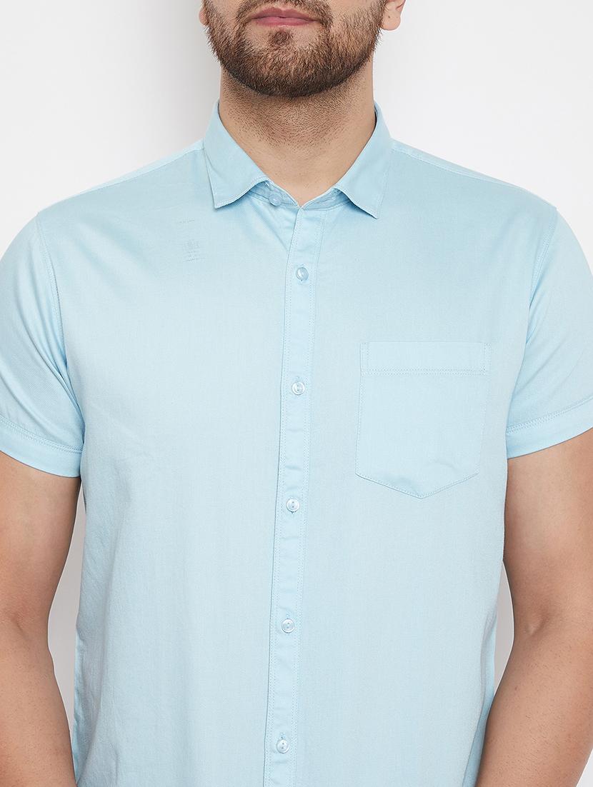 light blue solid casual shirt - 17376242 - Standard Image - 4