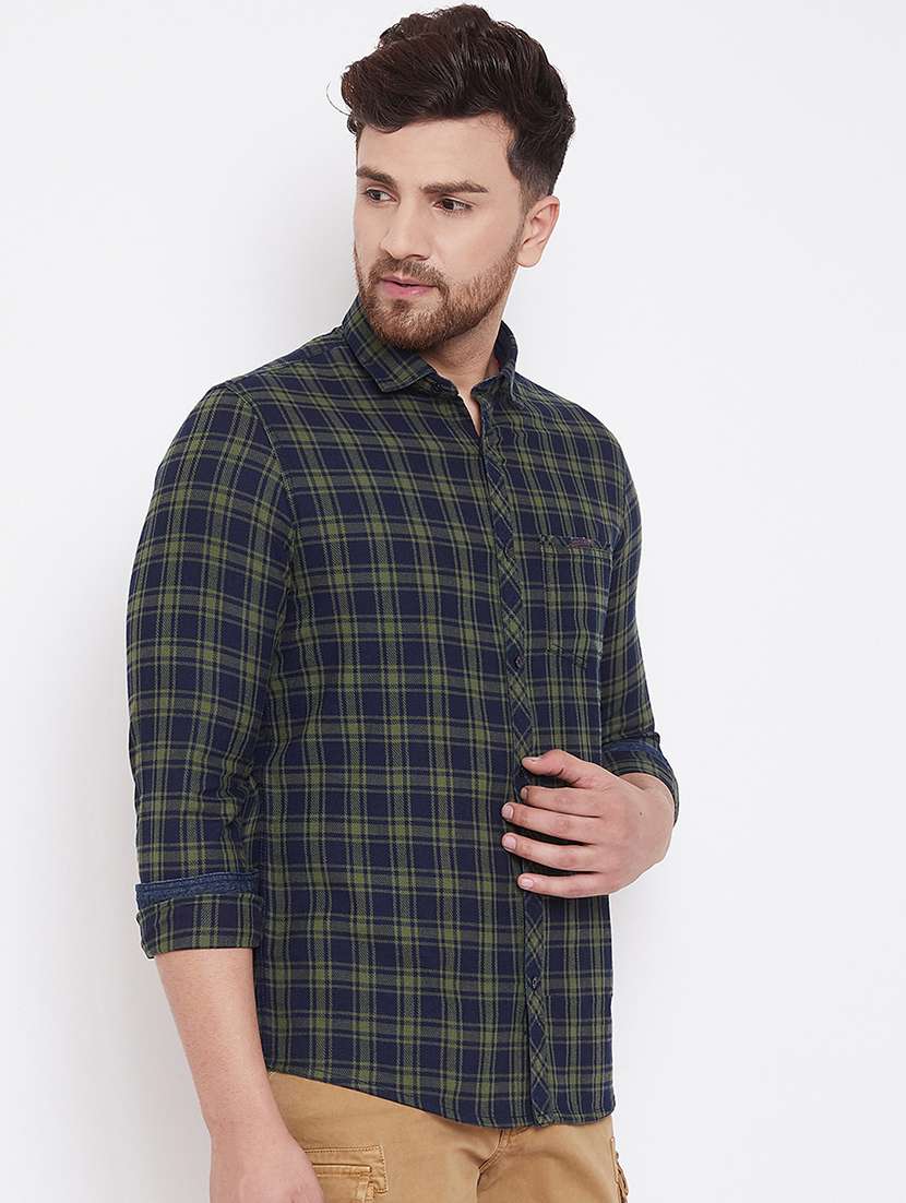 green checkered casual shirt - 17376261 -  Standard Image - 1
