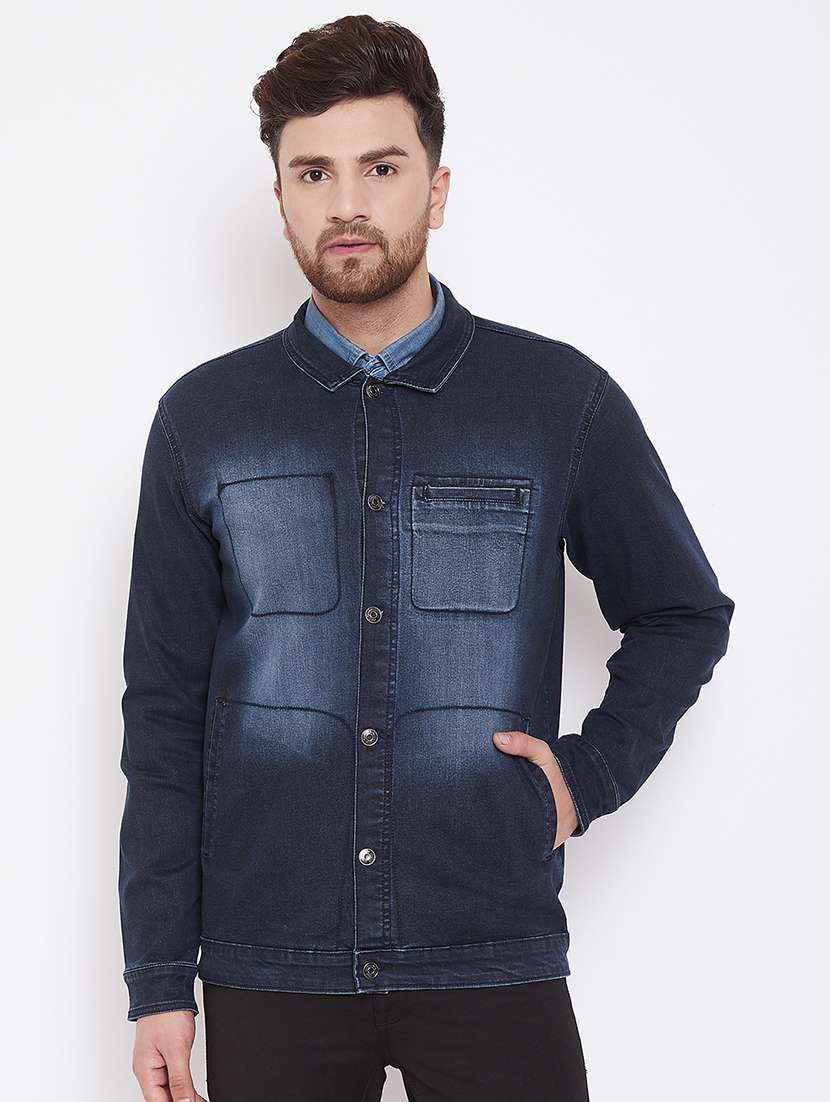 blue washed denim jacket