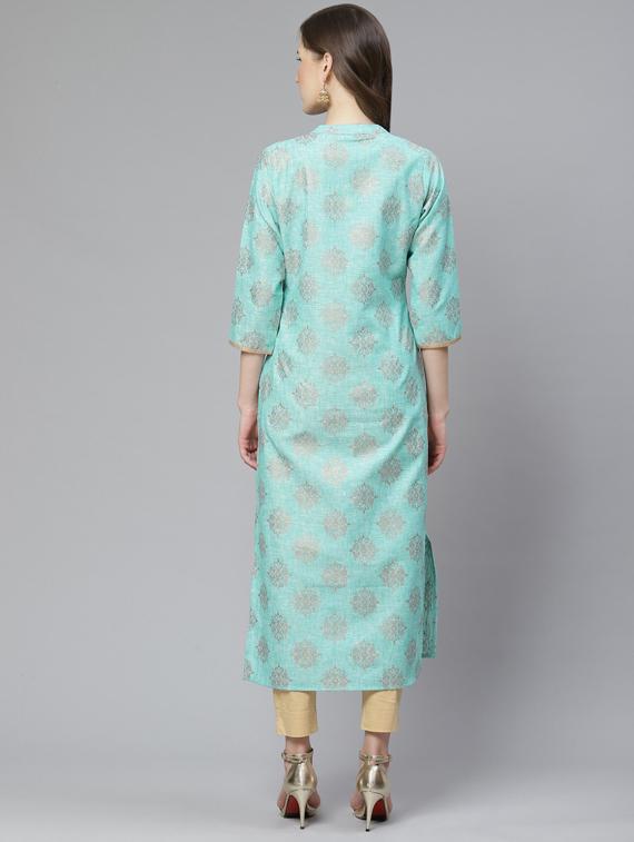 foil print straight kurta - 17376312 -  Standard Image - 1
