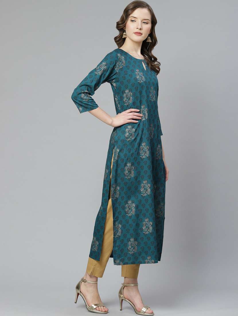 block print straight kurta - 17376321 -  Standard Image - 1