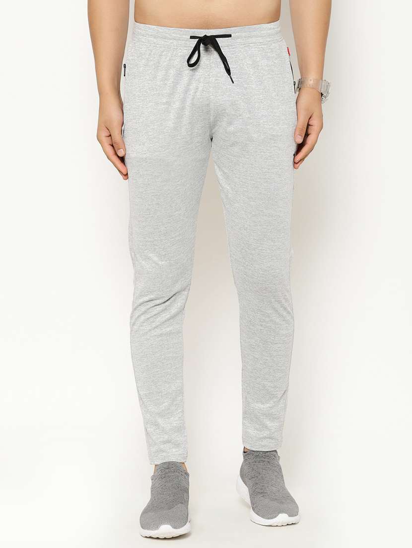 grey solid full length track pant