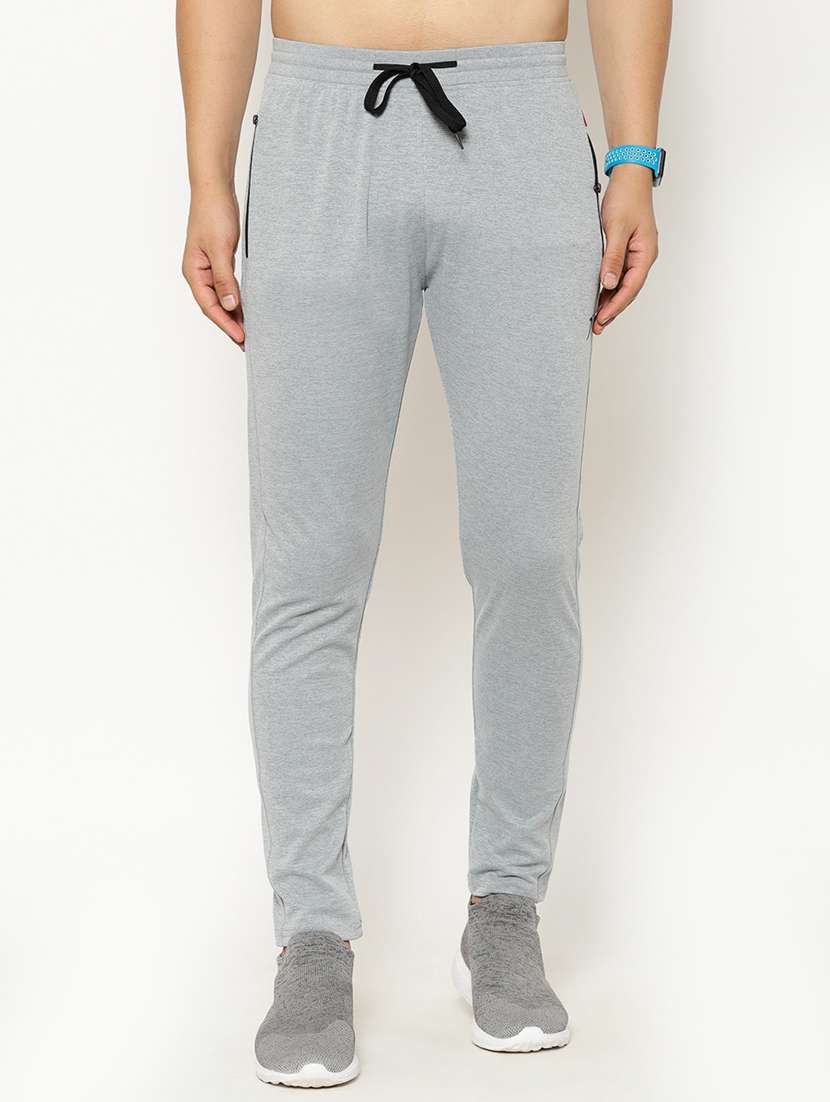 grey solid full length track pant