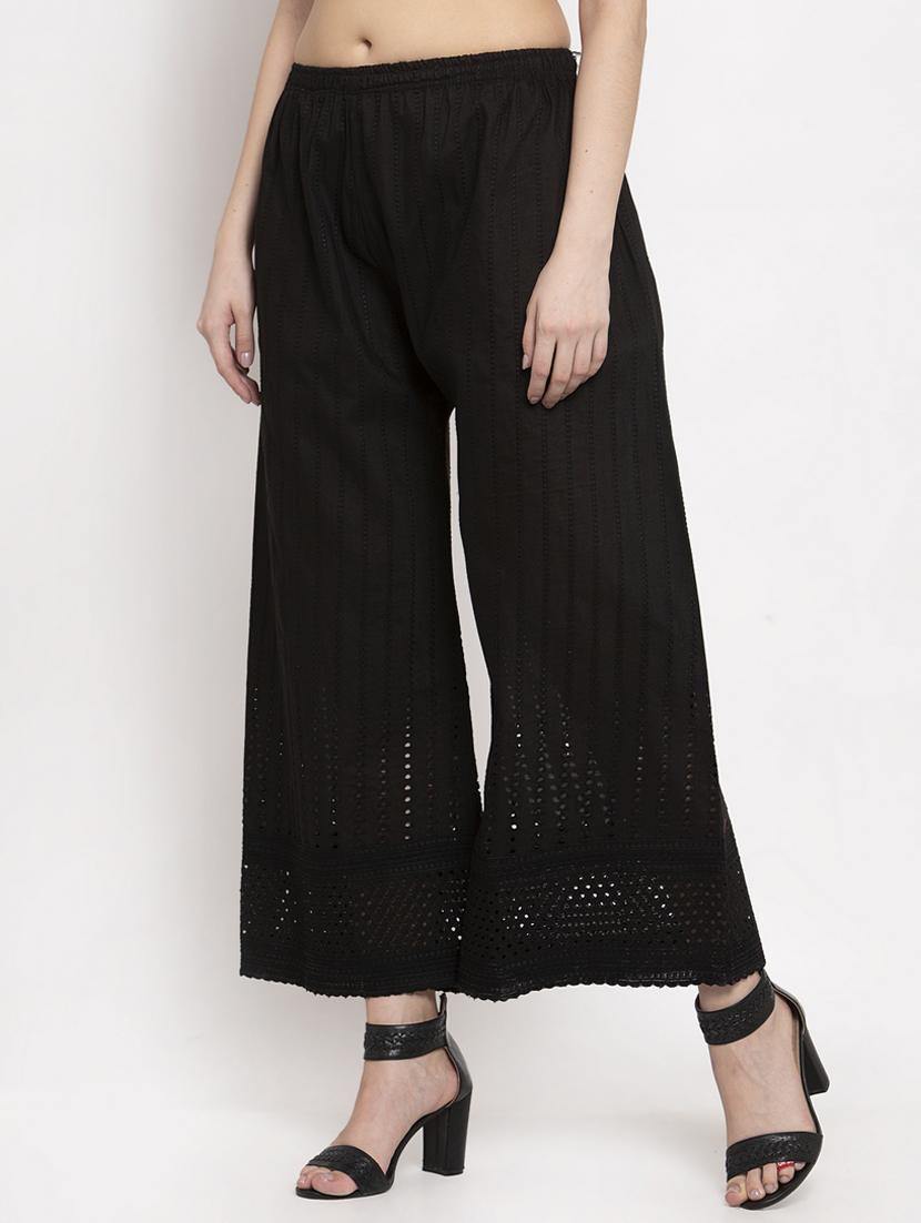 black viscose flared palazzo - 17376829 - Standard Image - 1