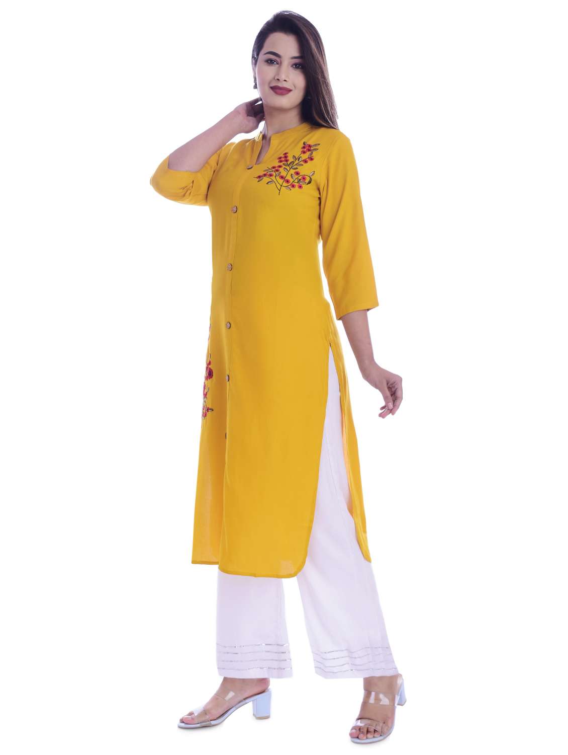 embroidered straight kurta - 17376917 -  Standard Image - 1