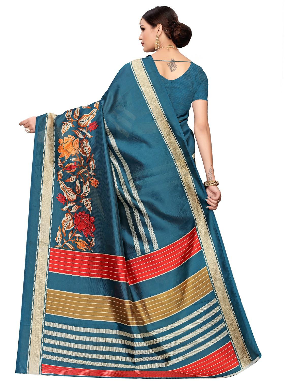 floral printed saree with blouse - 17377366 - Standard Image - 1