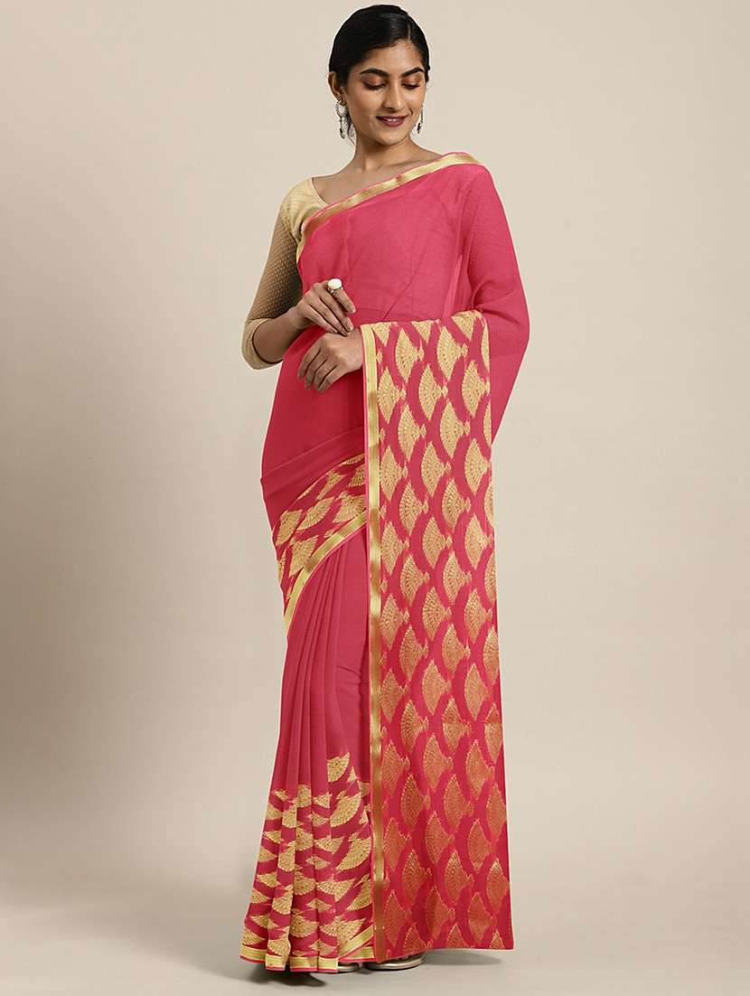 zari work chiffon saree with blouse
