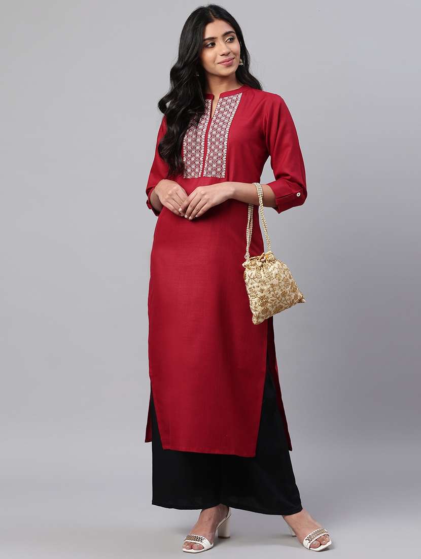 embroidered straight kurta