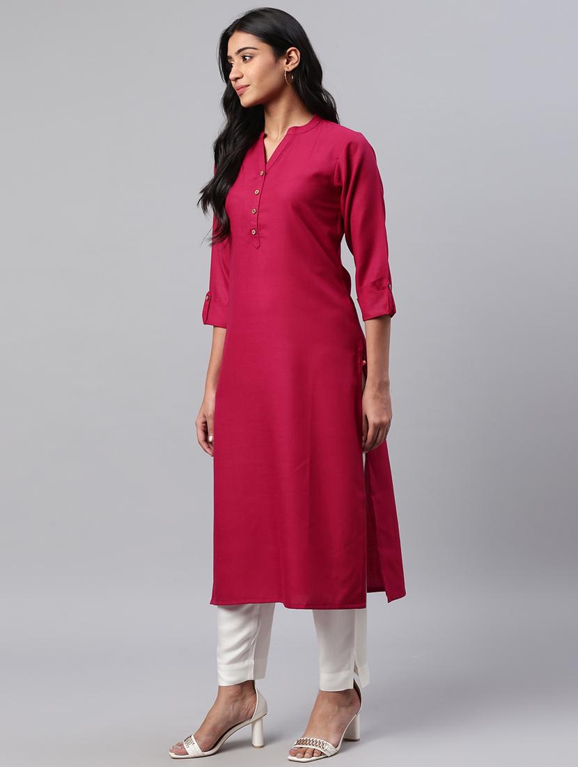 solid straight kurta - 17380760 - Standard Image - 1