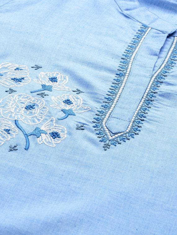 embroidered straight kurta - 17380780 - Standard Image - 4