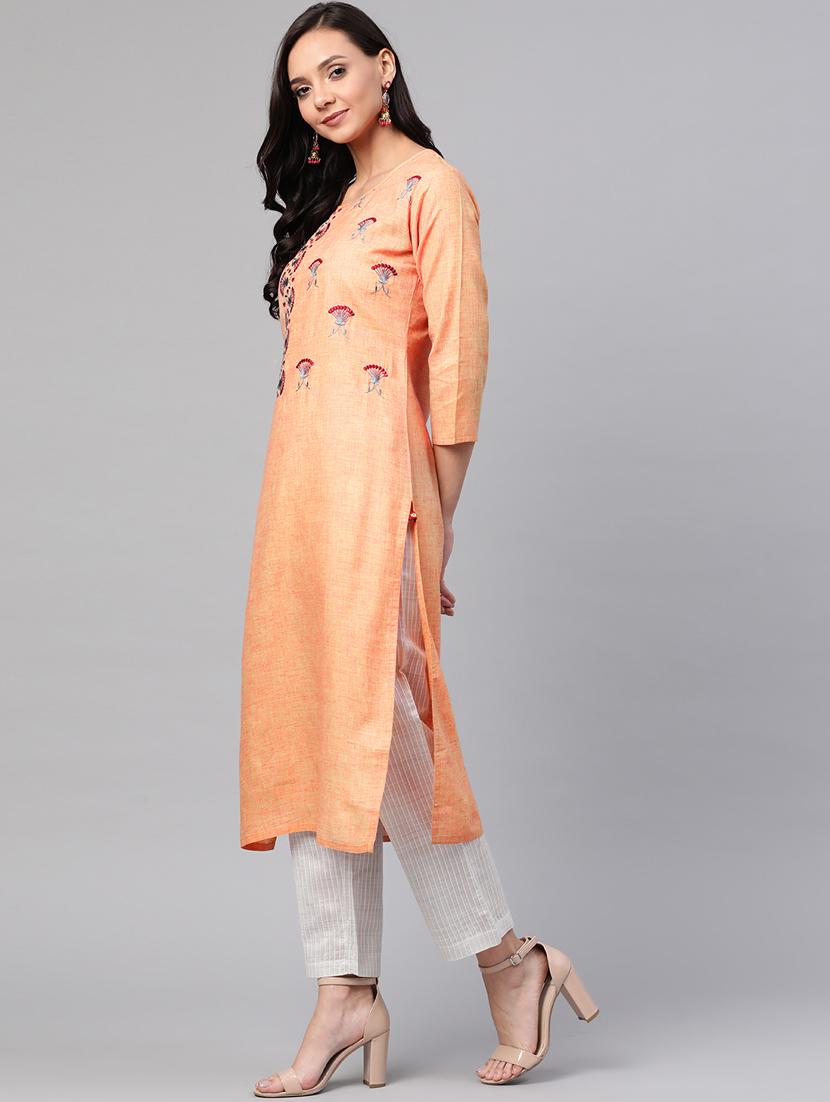 embroidered straight kurta - 17380786 - Standard Image - 1