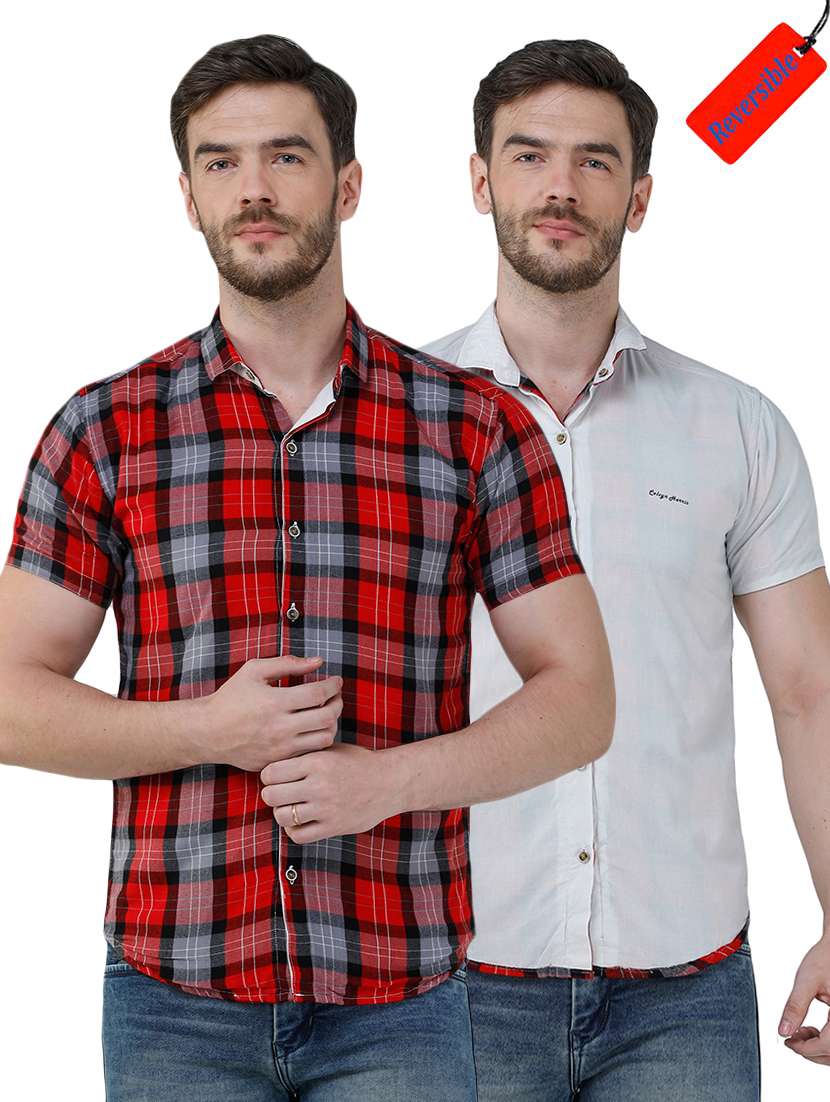red checkered reversible casual shirt