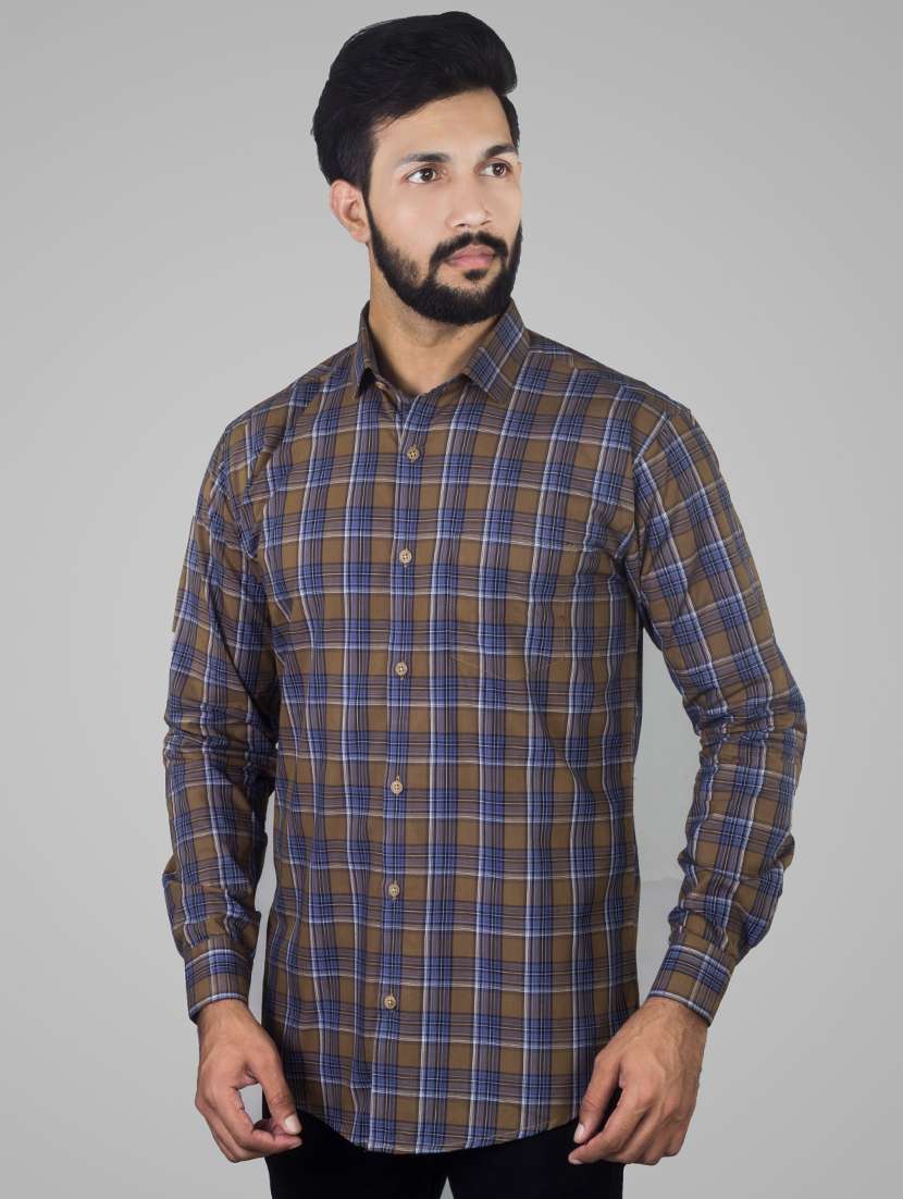 brown checkered casual shirt