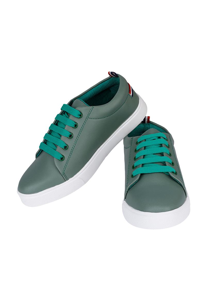 green synthetic laceup sneakers - 17381835 -  Standard Image - 1