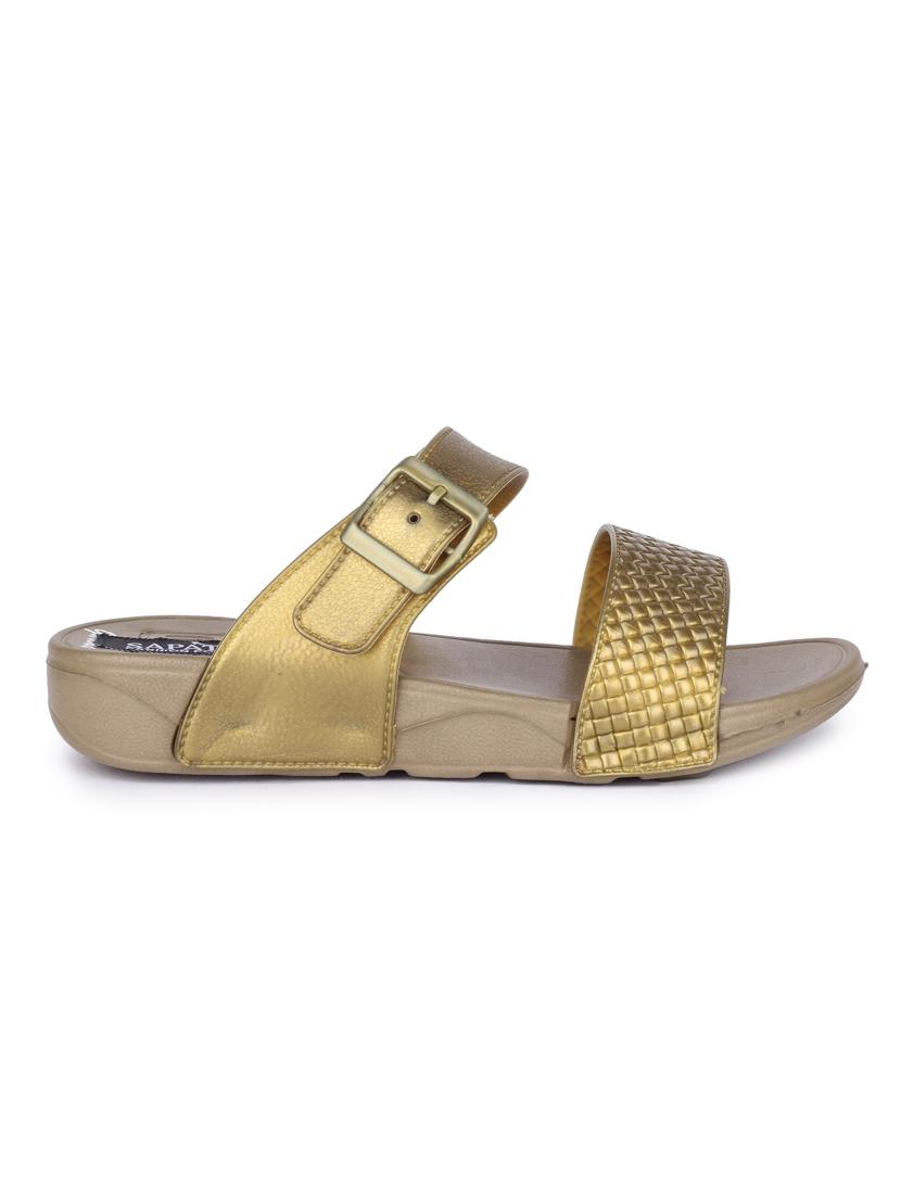 gold slip on sandals - 17381860 -  Standard Image - 1
