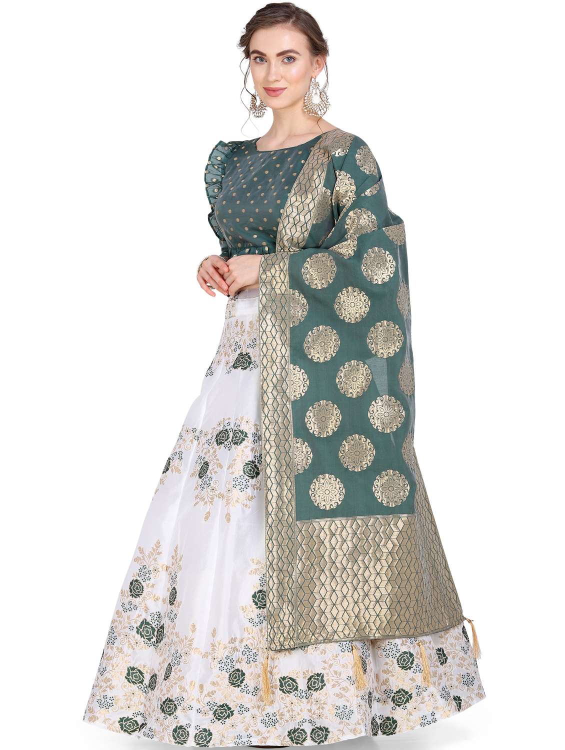 Self Design Flared Lehenga - 17382699 -  Standard Image - 1