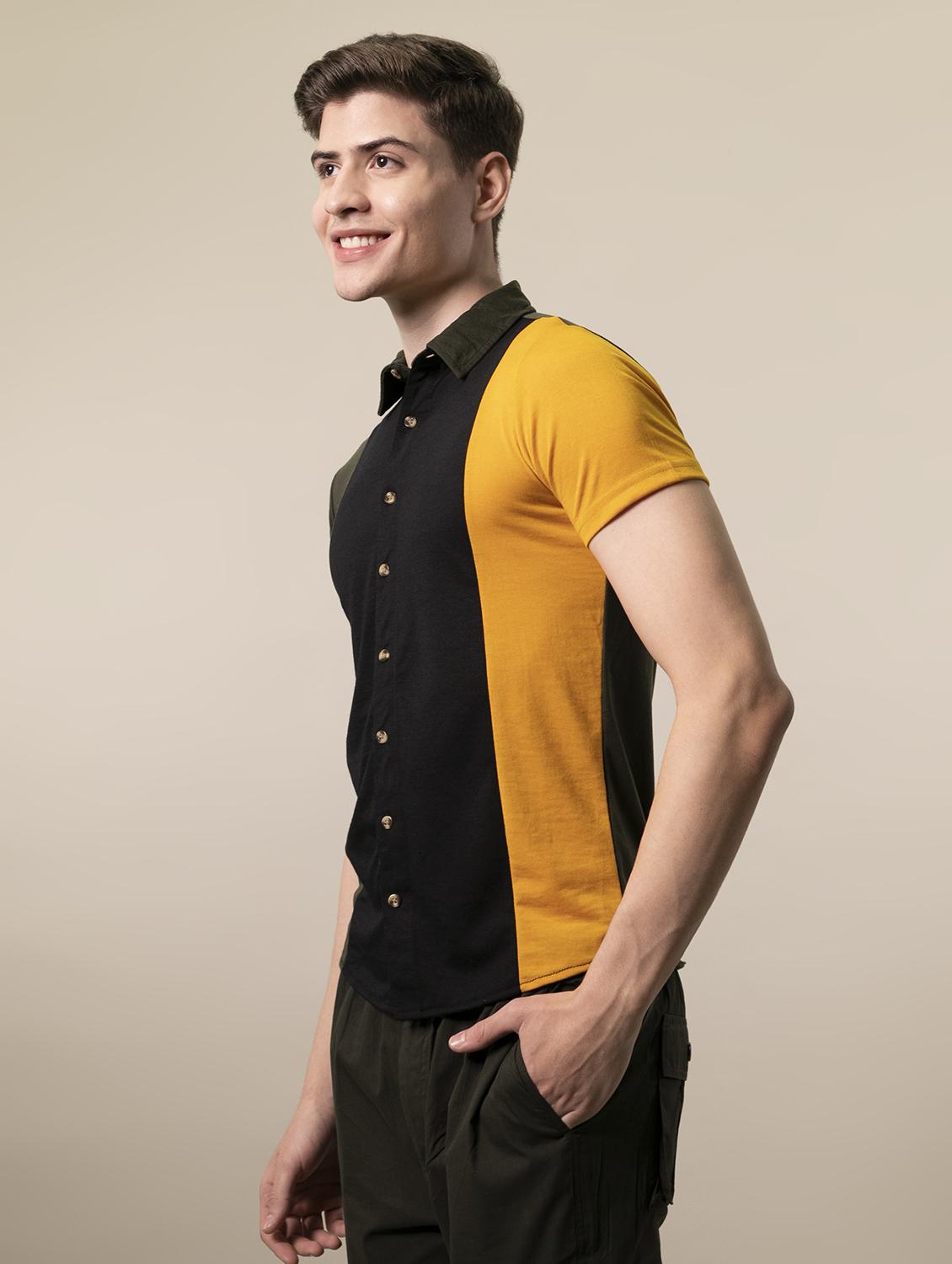 mens color block casual shirt - 17383245 - Standard Image - 1