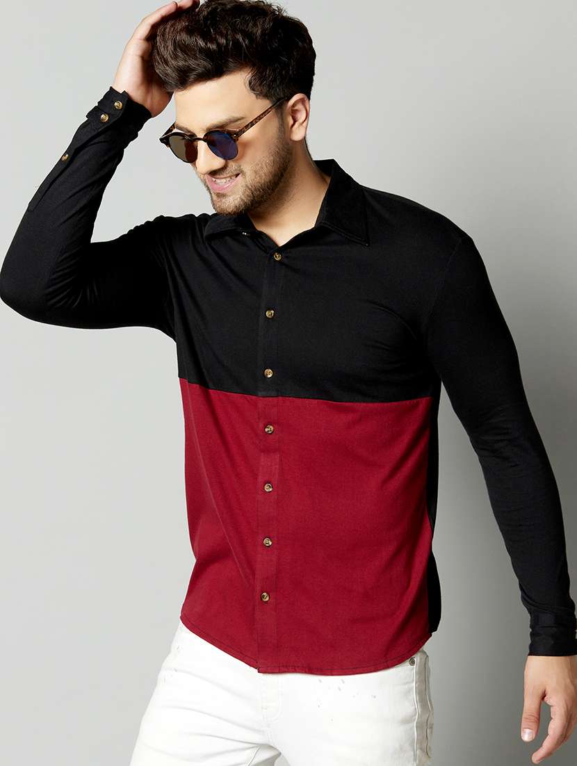 black color block casual shirt